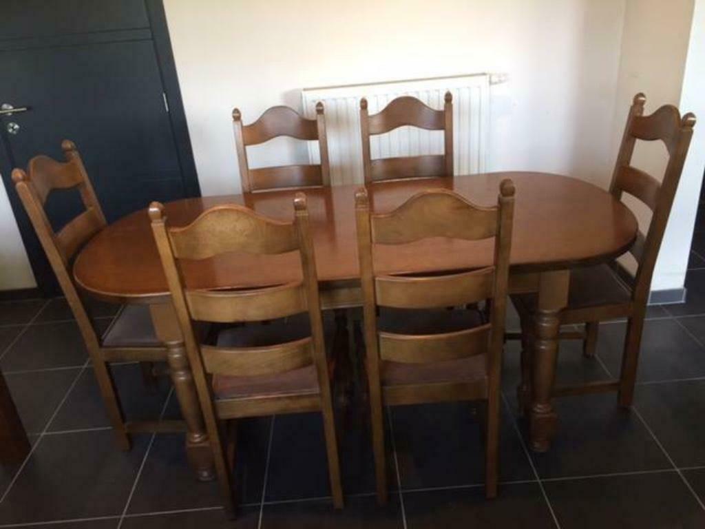 Tafel (ovaal) met 6 stoelen, Huis en Inrichting, Tafels | Eettafels, Ophalen, Gebruikt, Vijf personen of meer, Ovaal