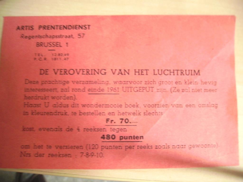 artis-historia foldertje de verovering van het luchtruim, Boeken, Ophalen of Verzenden, Gelezen