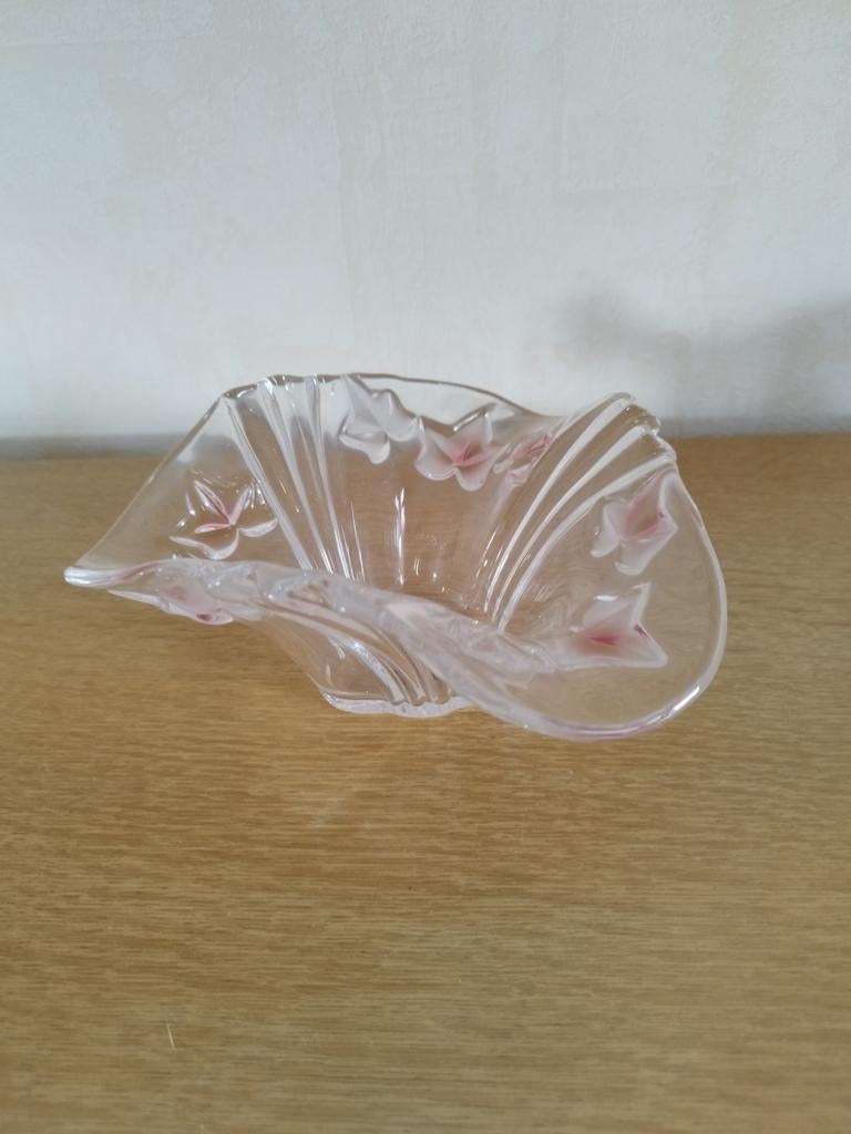 Plat rose et transparent Walther glas 19 cm de diamètre, Enlèvement