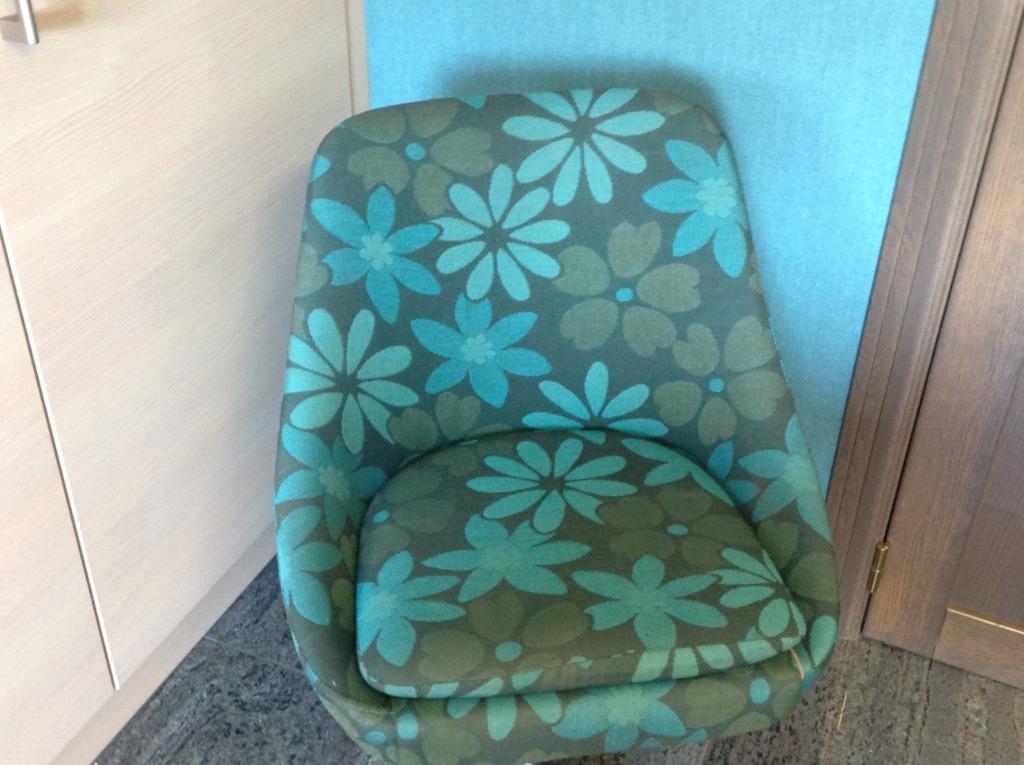 VINTAGE: charmant groen/blauw zeteltje met bloemmotief '70, Antiek en Kunst, Ophalen