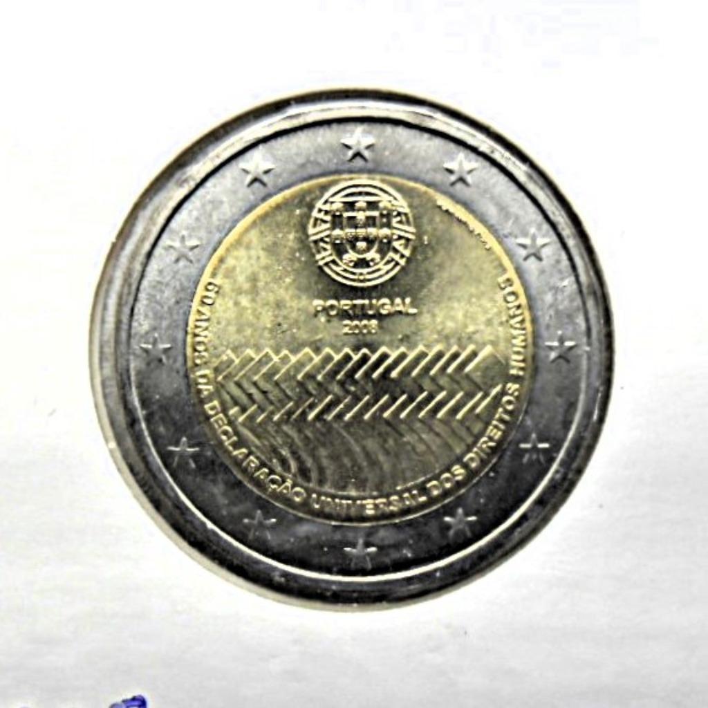 2 euro commémorative Portugal 2008 droits de l'homme., Envoi, Portugal, 2 euros, Monnaie en vrac