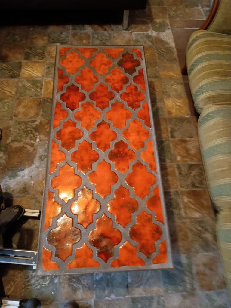 Table fer forgé mosaïque Lon108cmlar47cmhau39,5c, Maison & Meubles, Tables | Tables de salon, Enlèvement ou Envoi, Utilisé