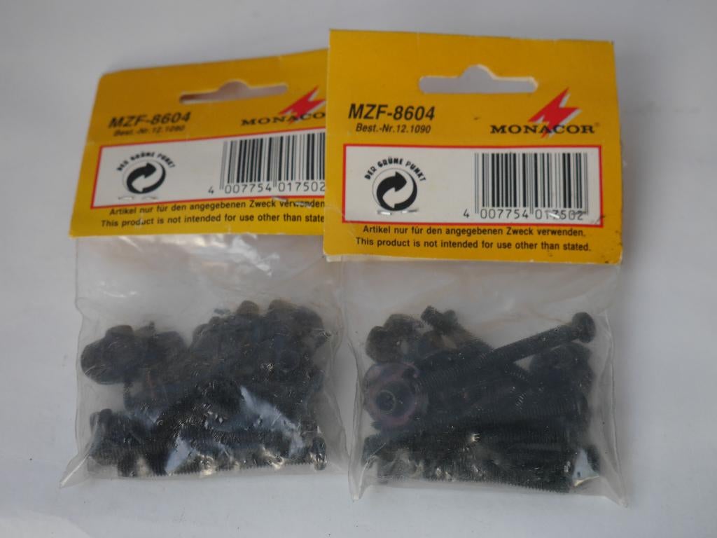 Lot 2 sets MONACOR MZF-8604  8 Vis noires HP, Enlèvement ou Envoi, Neuf, Haut-parleurs Frontaux, Arrière ou Stéréo