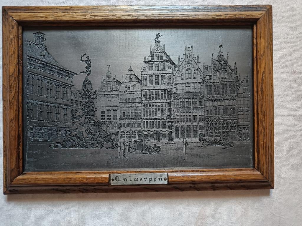 Gravure Antwerpen Grote markt, Antiek en Kunst, Ophalen of Verzenden