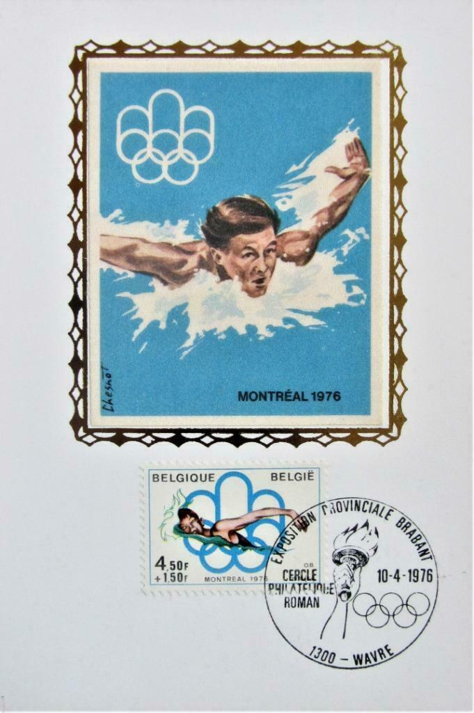 FDC OP KAART EN OP ZIJDE-SPORT- OLYMP. SPELEN- MONTREAL 1976, Enlèvement ou Envoi, Affranchi, Sport
