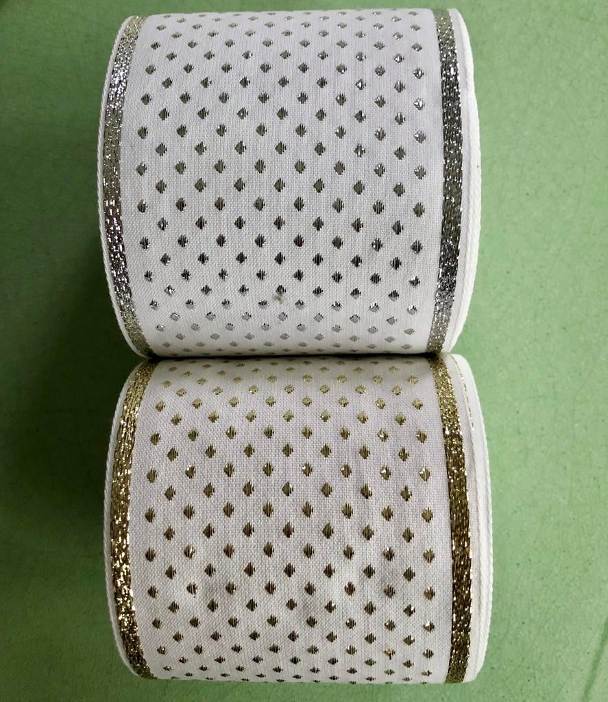 Large ruban blanc et or ou argent, Neuf