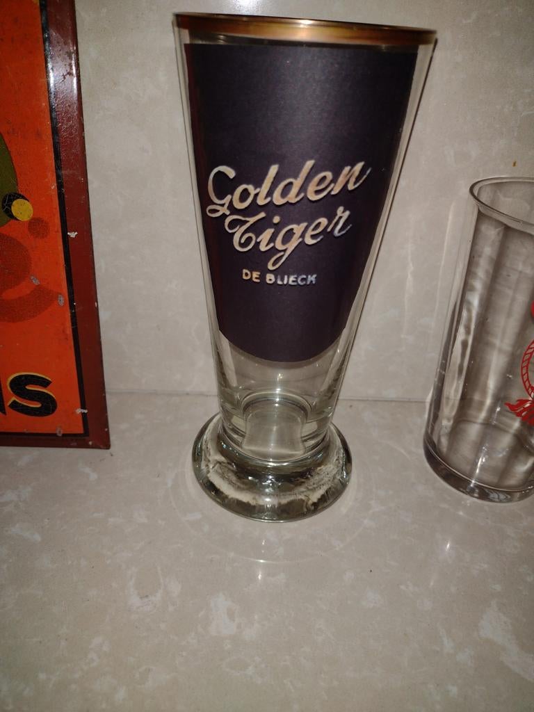 Fluitglas golden Tiger brouwerij de blieck Aalst, Ophalen of Verzenden