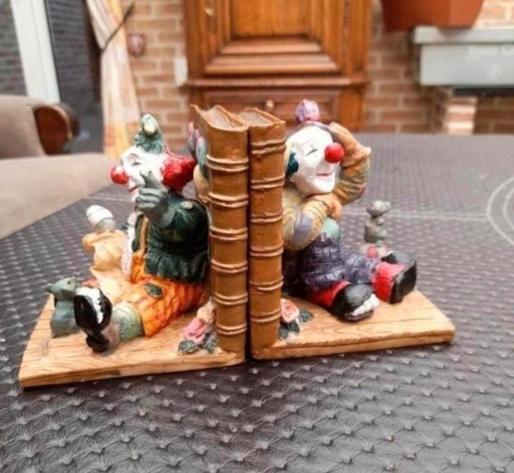 Leuke vintage ceramische boekensteunen Clown perfecte staat, Ophalen of Verzenden, Zo goed als nieuw