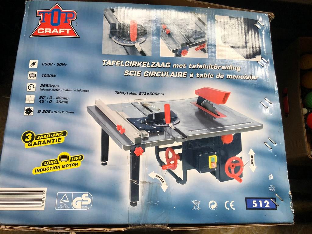 Tafelcirkelzaag met tafeluitbreiding. Nieuw., Doe-het-zelf en Bouw, Ophalen, Cirkelzaag, Nieuw, 600 tot 1200 watt