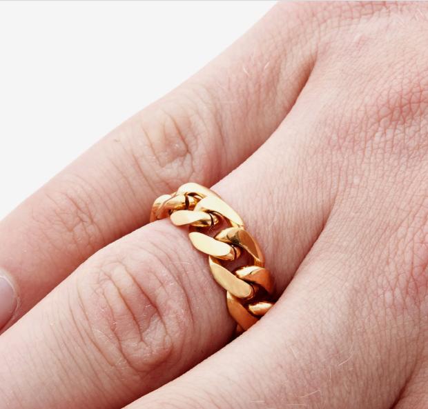Bague à maillons en acier doré pour homme, Neuf, Enlèvement ou Envoi, Homme, 19 à 20