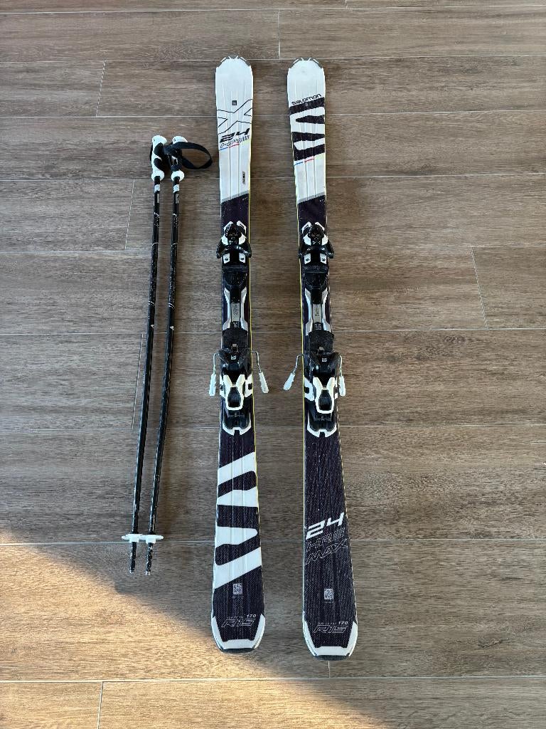 Salomon 24 Hrs Max skis 170 cm + aluminium skistokken 120 cm, 160 à 180 cm, Carving, Skis, Salomon