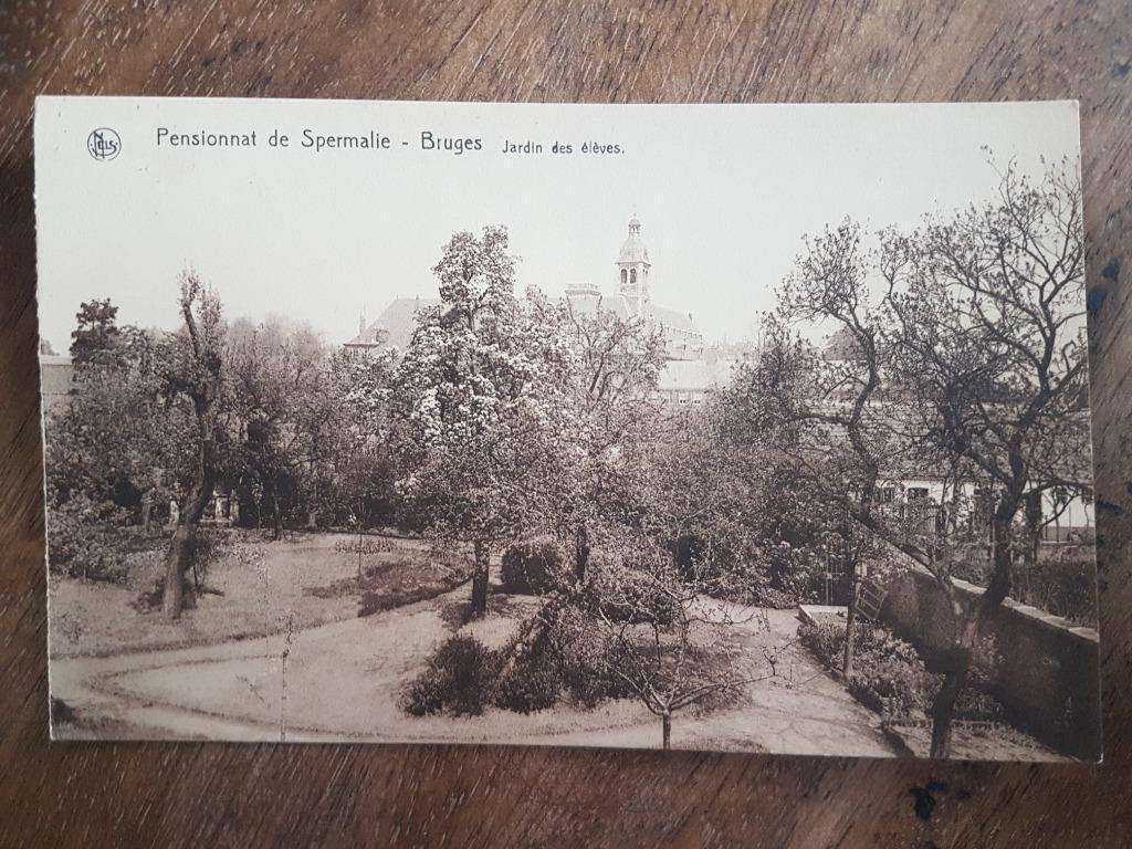 Postkaart Brugge Bruges Pensionnat de Spermalie Jardin, Ophalen of Verzenden, 1920 tot 1940, Gelopen, West-Vlaanderen