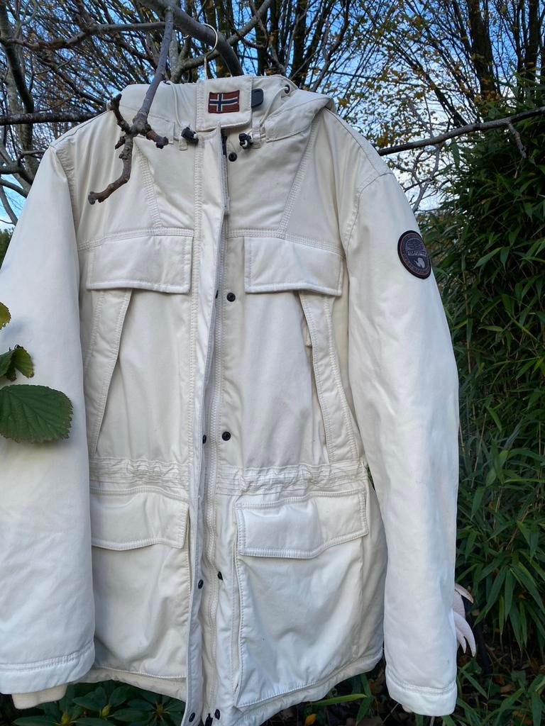 Warme winterjas Napapijri, XXL, Kleding | Heren, Ophalen, Zo goed als nieuw, Wit