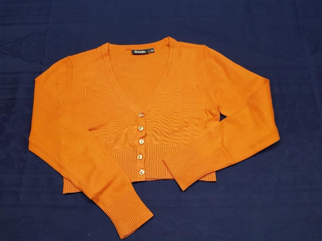 gilet / bolero Bel&Bo oranje maat 128, Bel&Bo, Meisje, Trui of Vest, Ophalen of Verzenden