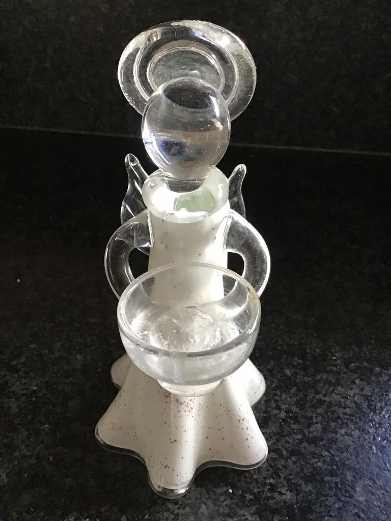 Theelichthouder, Engel met kaarsenhouder in glas, Ophalen of Verzenden