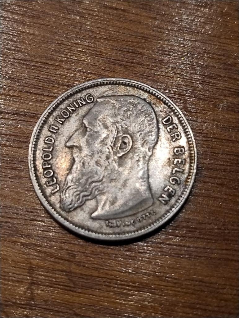 2 Belgische frank - 1909, Zilver, Ophalen of Verzenden, Losse munt, Zilver