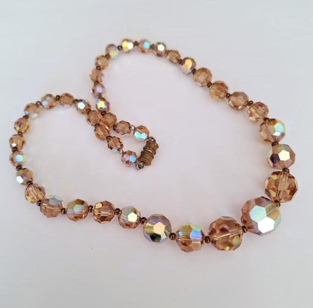Schitterende Vintage ketting Tsjechoslowakije, jaren 1950, Handtassen en Accessoires, Antieke sieraden, Verzenden, Koper, Ketting