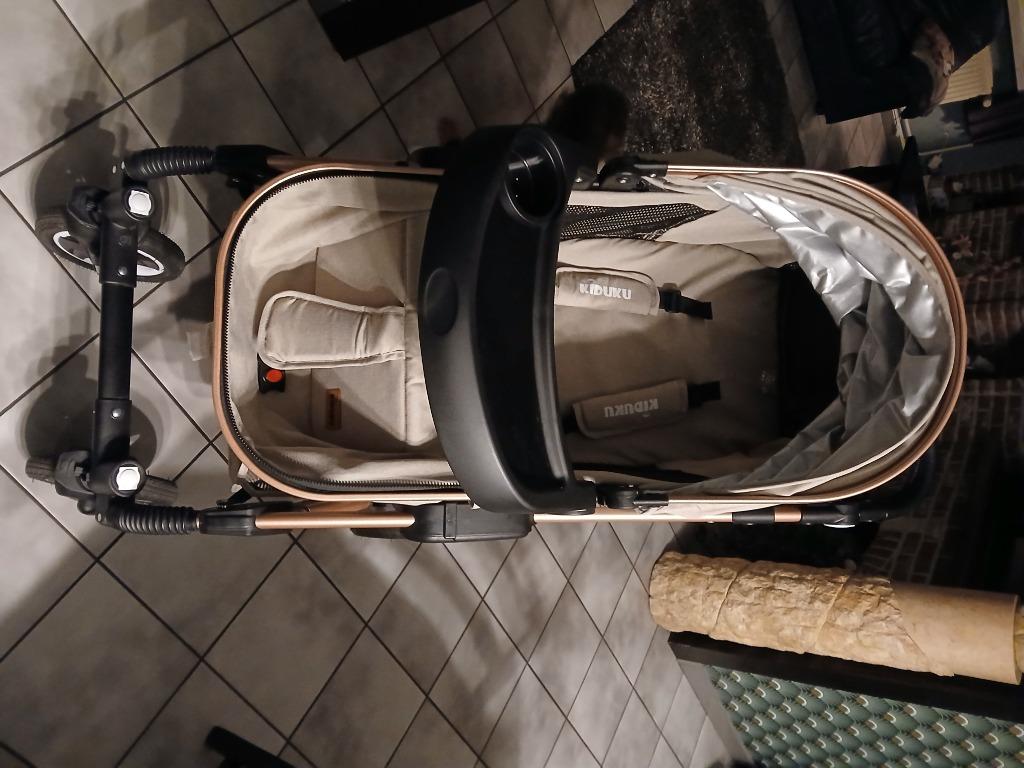 Kiduku 3 in 1 combi kinderwagen beige/goud, Kinderen en Baby's, Kinderwagens en Combinaties, Zo goed als nieuw, Combiwagen, Verstelbare duwstang