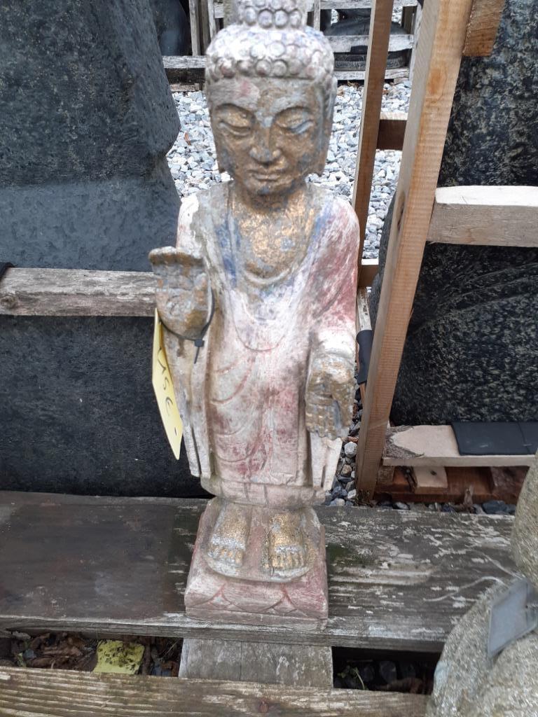 Boeddha in beschilderde blauwe steen (hoogte 50 cm), Ophalen, Zo goed als nieuw