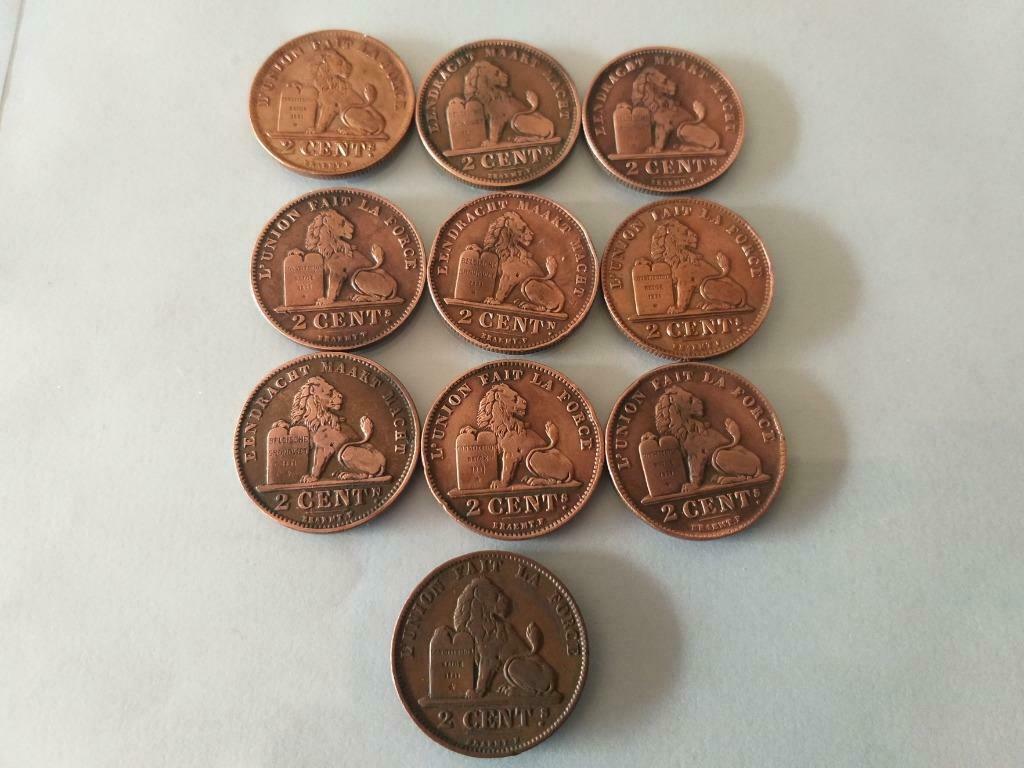 Belgie-10X 2 Cent  1875-1919., Ophalen of Verzenden, België, Setje