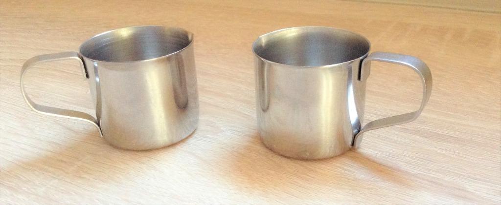 Inox melkkannetjes -2 stuks, Ophalen of Verzenden, Gebruikt