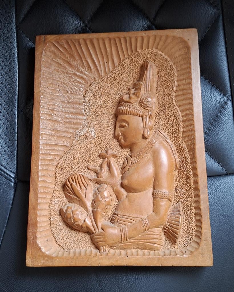decoratief houtsnijwerk uit Sri Lanka, Antiek en Kunst, Ophalen of Verzenden