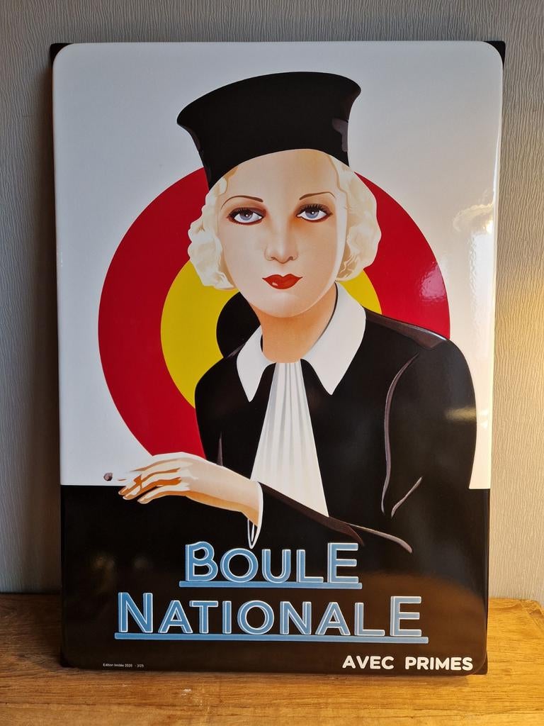Emaille reclamebord Boule Nationale reproductie Limited edit, Verzamelen, Ophalen of Verzenden, Reclamebord