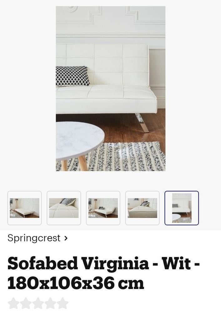 Springcrest sofabed Virginia wit Vaste prijs.Nieuwprijs 299€, Enlèvement, Comme neuf