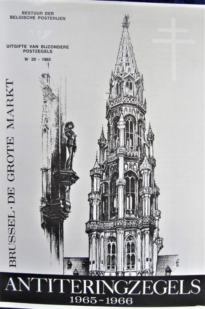 FDC OP GROTE FOLDER- DE GROTE MARKT IN BRUSSEL, Postzegels en Munten, Ophalen of Verzenden, Gestempeld, Plaats of Gebouw