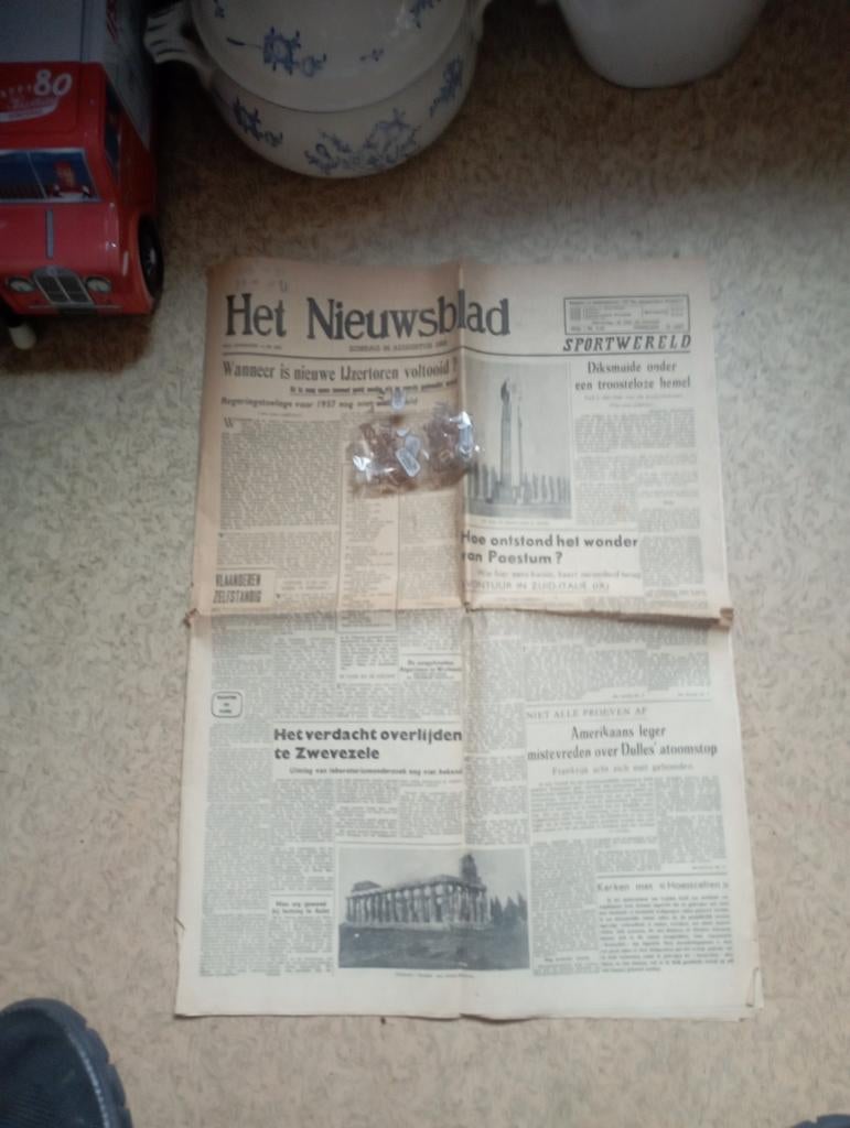 Oude krant 24 augustus 1958, Ophalen, Krant
