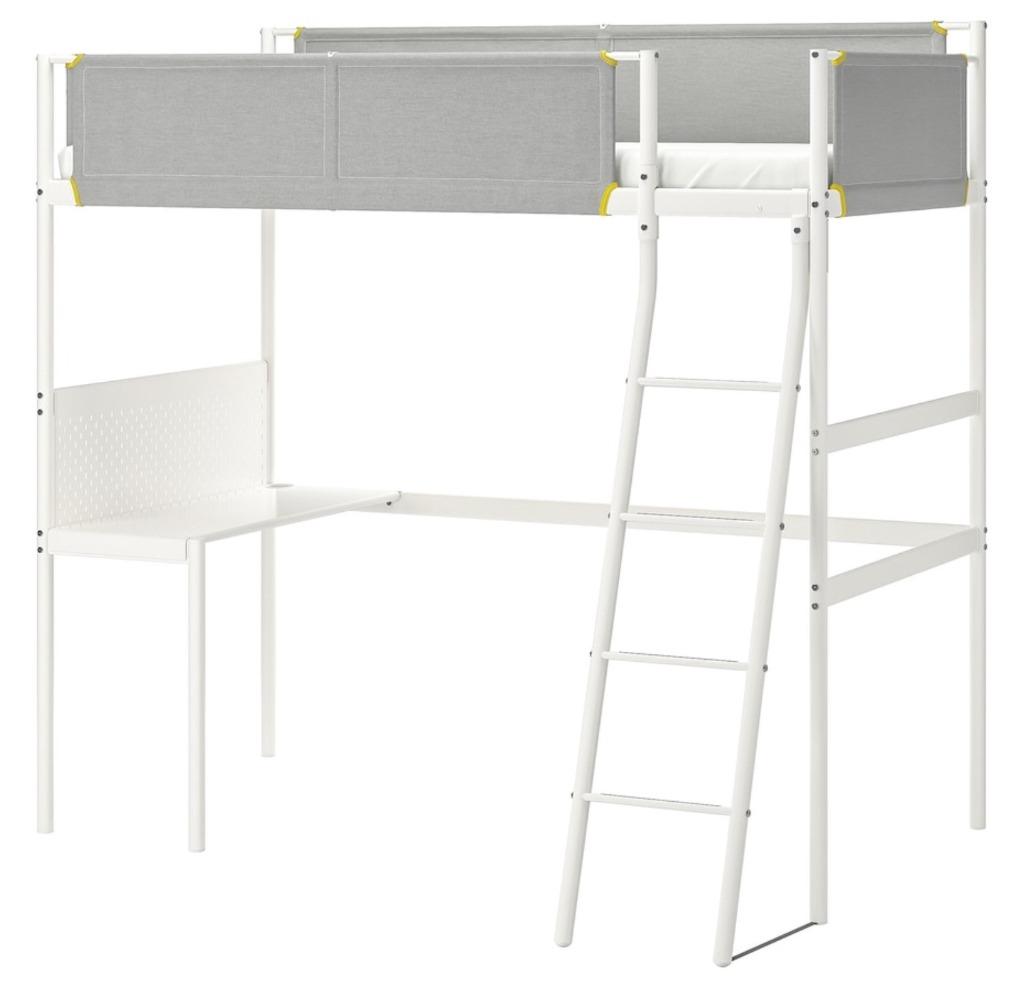 Hoogslaper met werkblad IKEA VITVAL extra werkblad en bureau, Ophalen of Verzenden, Gebruikt, Eenpersoons, Hoogslaper