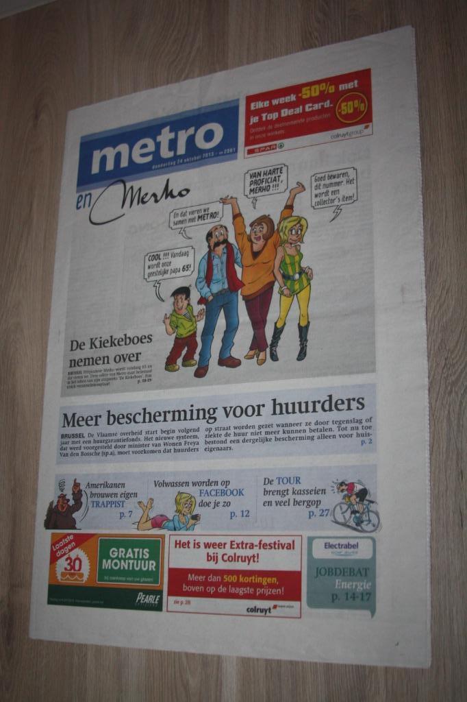 Kiekeboe , Metro en Merho 2013 , krant , als nieuw, Verzamelen, Ophalen of Verzenden, Overige figuren, Zo goed als nieuw, Overige typen