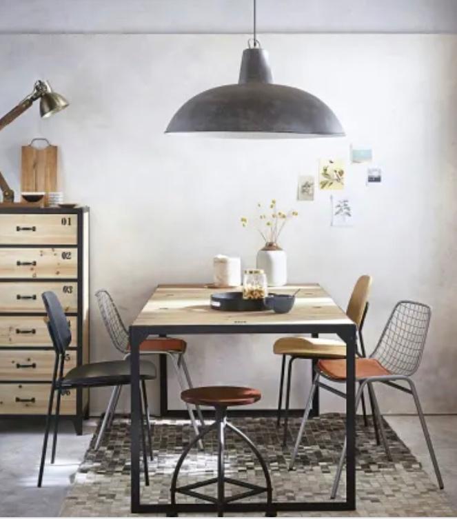 Houten tafel - industrieel - Maison du monde, Huis en Inrichting, Tafels | Eettafels, Ophalen, Grenenhout, Gebruikt, Industriel