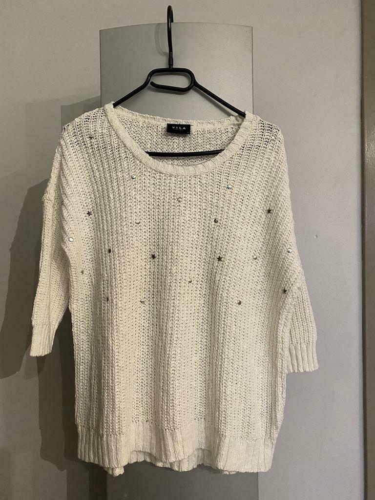 Pull Villa écru manches 3/4 taille S 100% coton, Villa, Comme neuf, Taille 36 (S), Beige