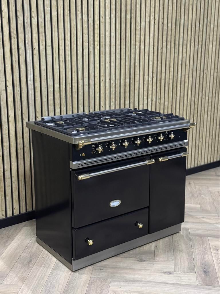 Luxe Lacanche Fornuis Zwart Gas + Messing + Warmhoudkast, Ophalen of Verzenden, Grill, Elektrisch