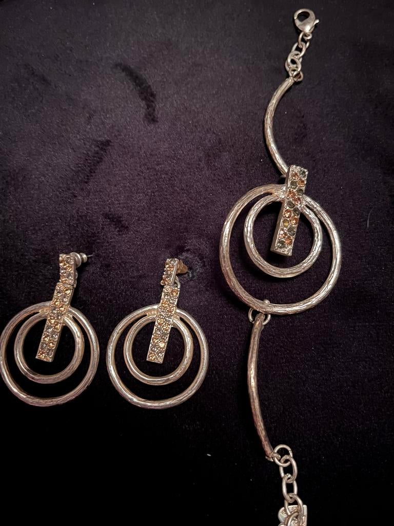 Boucles et bracelet Créateur 'Illuminations' blanc boréal, Enlèvement ou Envoi, Blanc, Argent