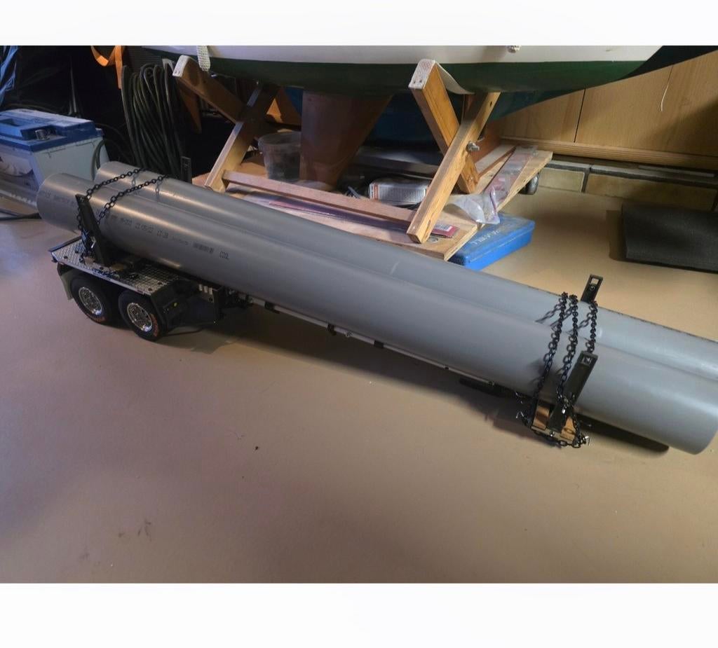 Tamiya trailer met buizen, Hobby en Vrije tijd, Ophalen, Zo goed als nieuw, Schaal 1:14