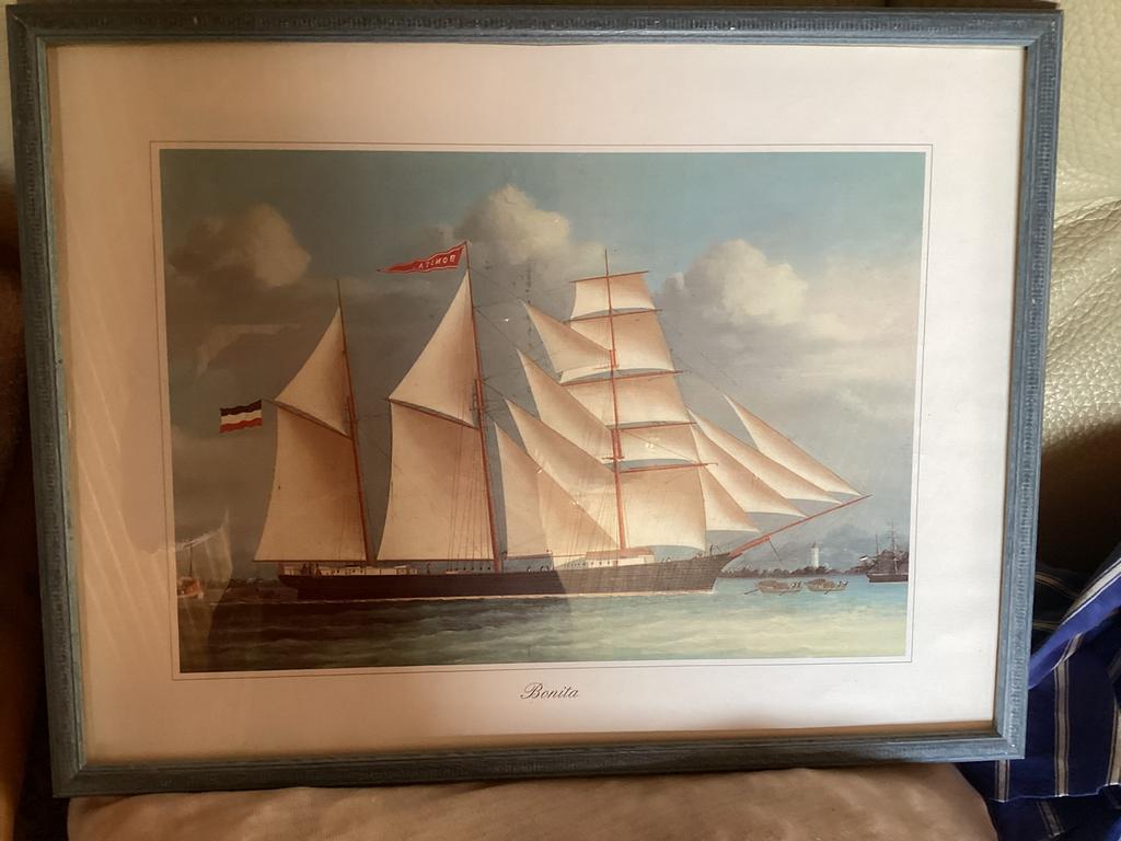 2 Kaders: boot + bloem Passiflora, Ophalen, Zo goed als nieuw