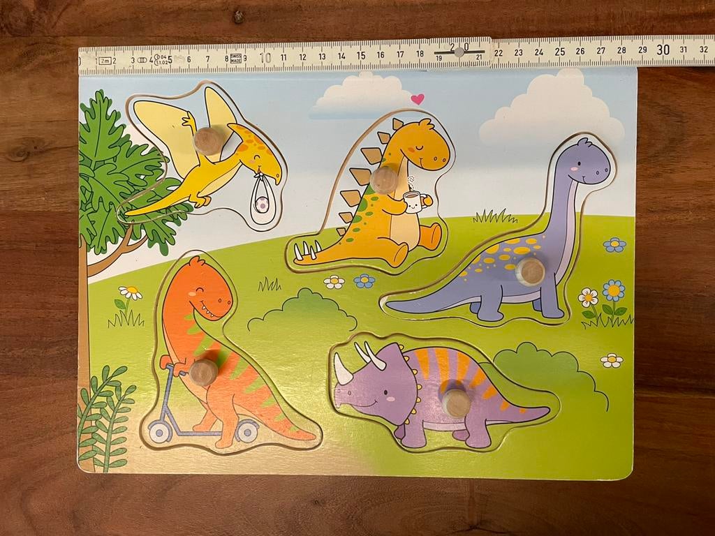 Houten puzzel dino, Ophalen, Zo goed als nieuw