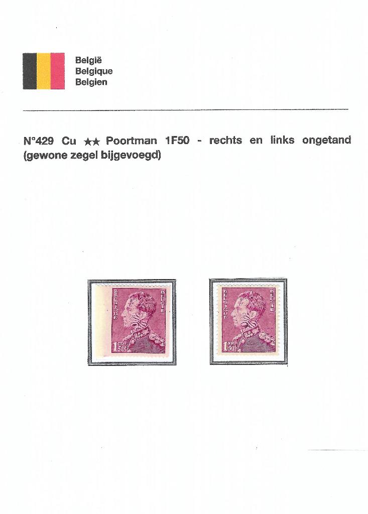 OCB nr. 429 Poortman 1F50 curiositeit, Ophalen of Verzenden, Zonder stempel, Postfris, Postfris