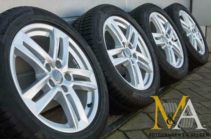 17 INCH ORIGINELE AUDI A4 B8 B9 SLINE WINTERSET, Auto-onderdelen, Banden en Velgen, Velg(en), Winterbanden, 17 inch, 225 mm, Personenwagen