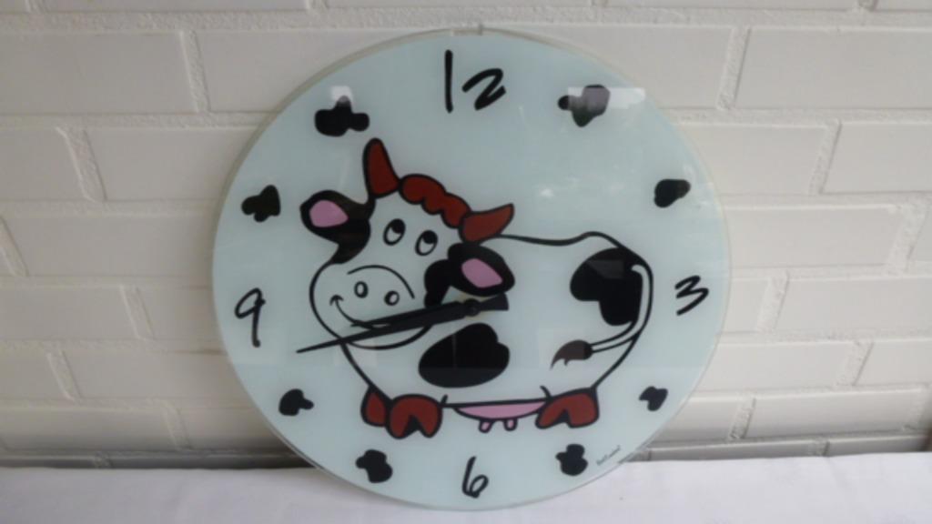 horloge murale en verre vache, diamètre 43 cm, très bon état, Enlèvement ou Envoi, Utilisé, Horloge murale