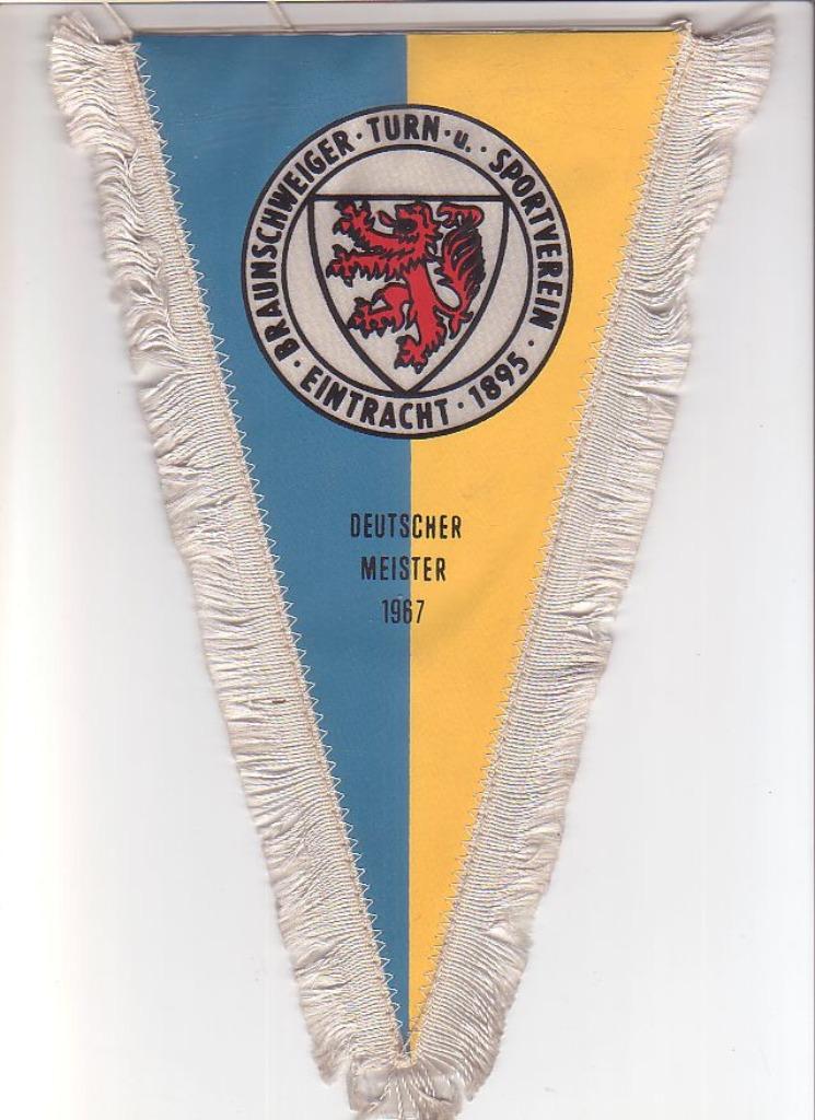 Wimpel / Eintracht Braunsweig 1895 / Deutscher meister 1967, Verzenden, Gebruikt, Vaantje of Sjaal