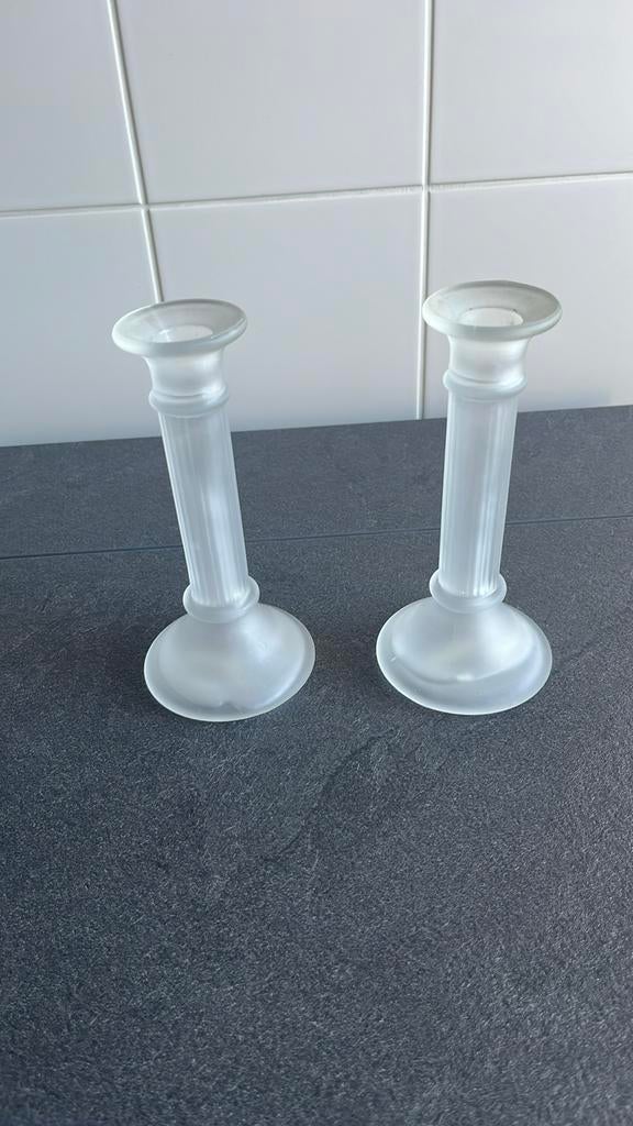 2 glazen kandelaars, Ophalen of Verzenden, Glas