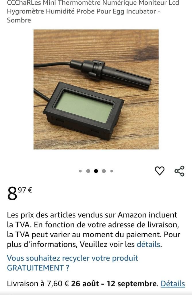 Mini thermomètre/hygromètre, Ophalen of Verzenden, Zo goed als nieuw
