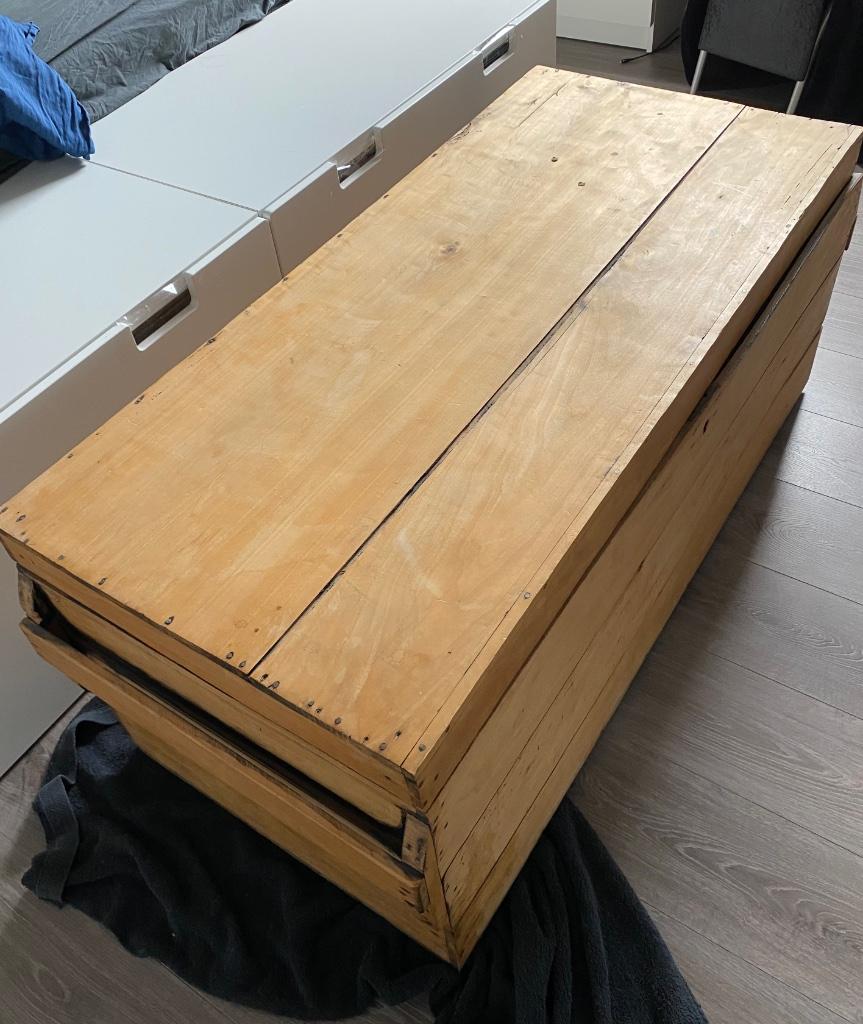 Antieke houten kist, Ophalen, Gebruikt