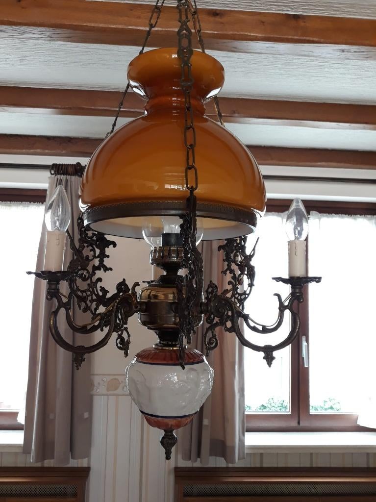 Klassieke luchter oranje, Ophalen, Zo goed als nieuw, Glas, Klassiek