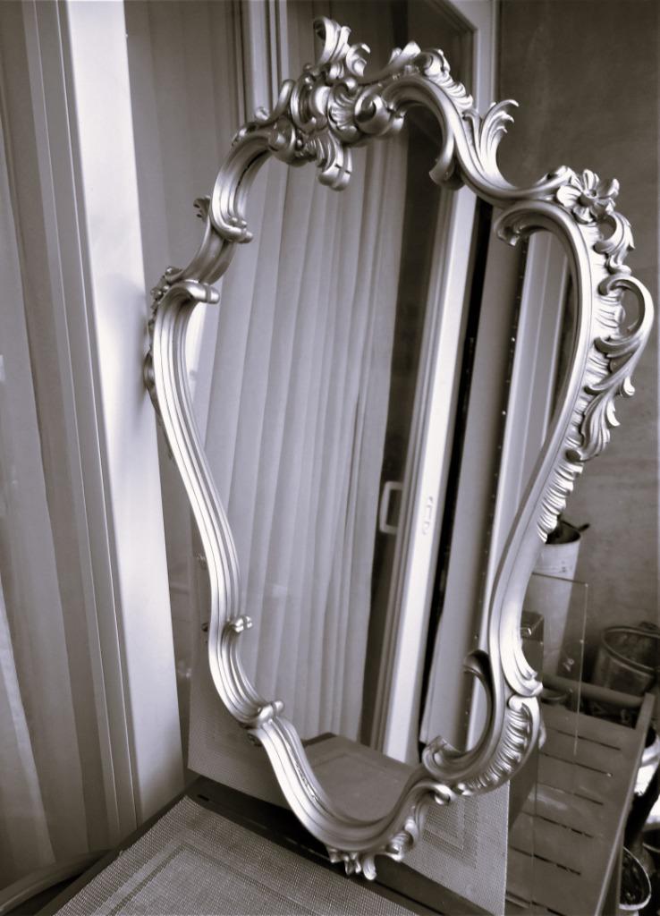Miroir Antique XXL Louis XV Argent Rose H 95 cm😍💑⚡😎👌, Enlèvement ou Envoi, Autres formes, 50 à 100 cm, Moins de 100 cm