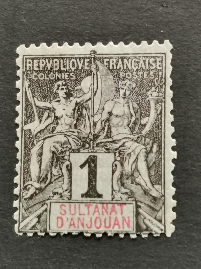 Anjouan 1892 - Franse kolonie - koloniale allegorie, Ophalen of Verzenden, Overige landen