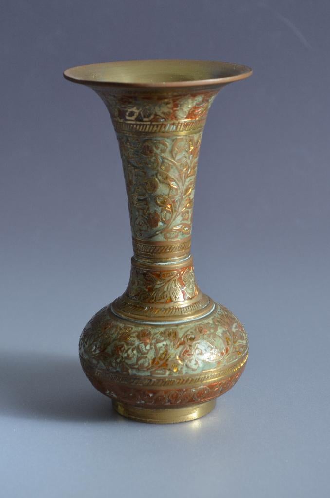 Vase vintage en laiton Inde - 12 cm de haut - années 50, Enlèvement ou Envoi